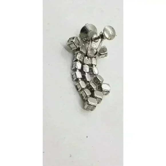 Vintage Earrings White Milk Glass & Clear Rhinestone Dangle Long Moonstone - Picture 9 of 11